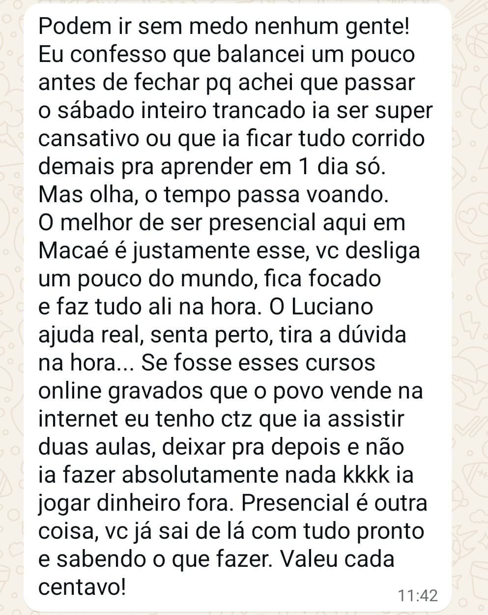 Feedback de aluno no WhatsApp 2